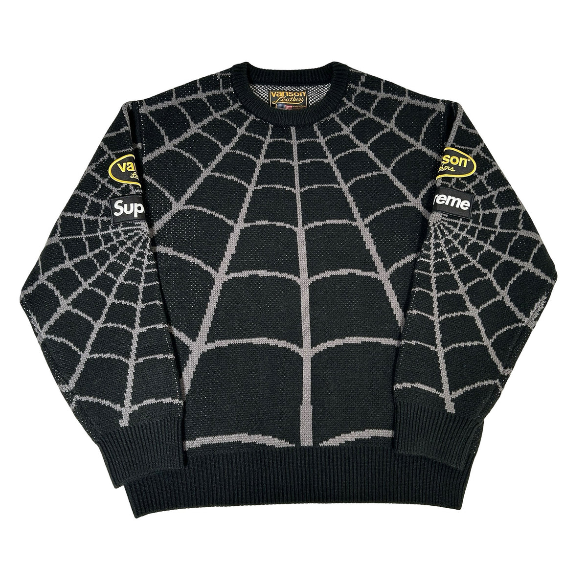 Supreme Vanson Leathers Spider-Man Sweater Black [USED] - S (Used)