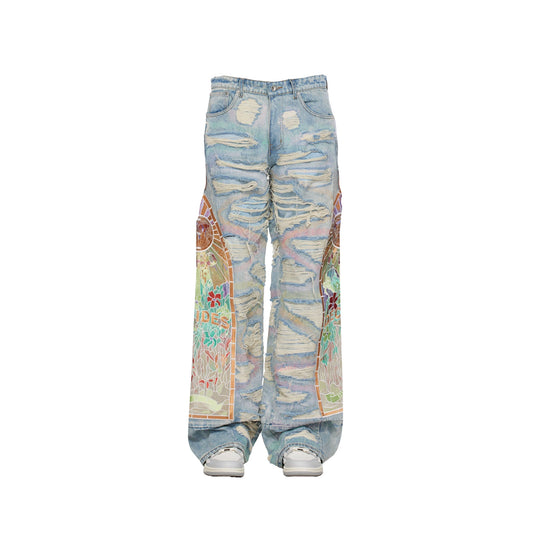 Who Decides War Blue Embroidered Jeans [USED] - 36 (Used)