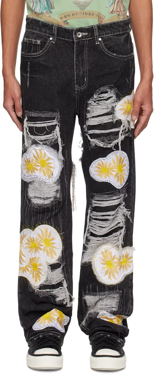 Who Decides War SSENSE Exclusive Black Daisy Jeans