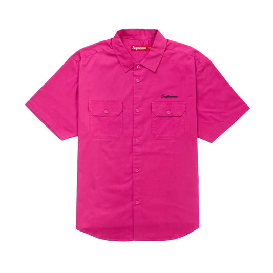 Supreme Rhinestone Pin Up S/S Work Shirt Fuchsia [USED] - XL - (Used)