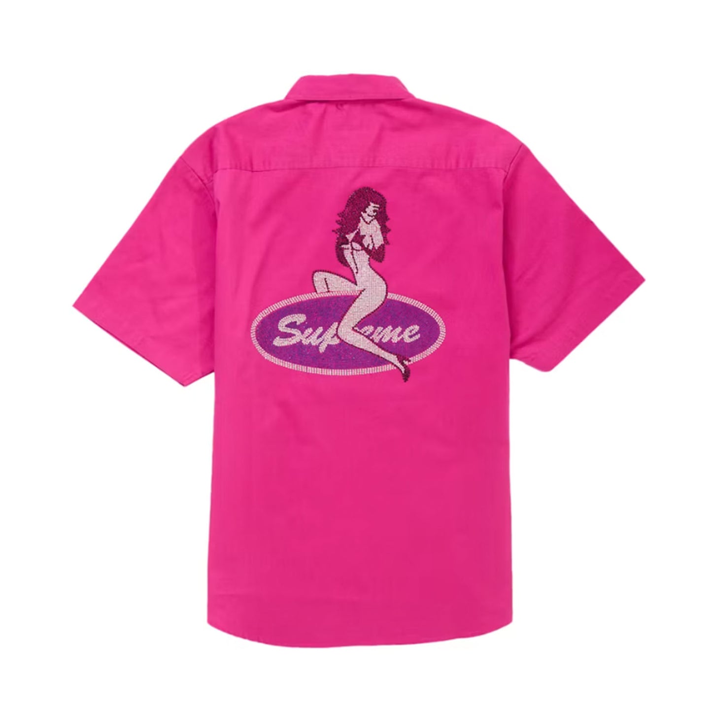 Supreme Rhinestone Pin Up S/S Work Shirt Fuchsia [USED] - XL - (Used)