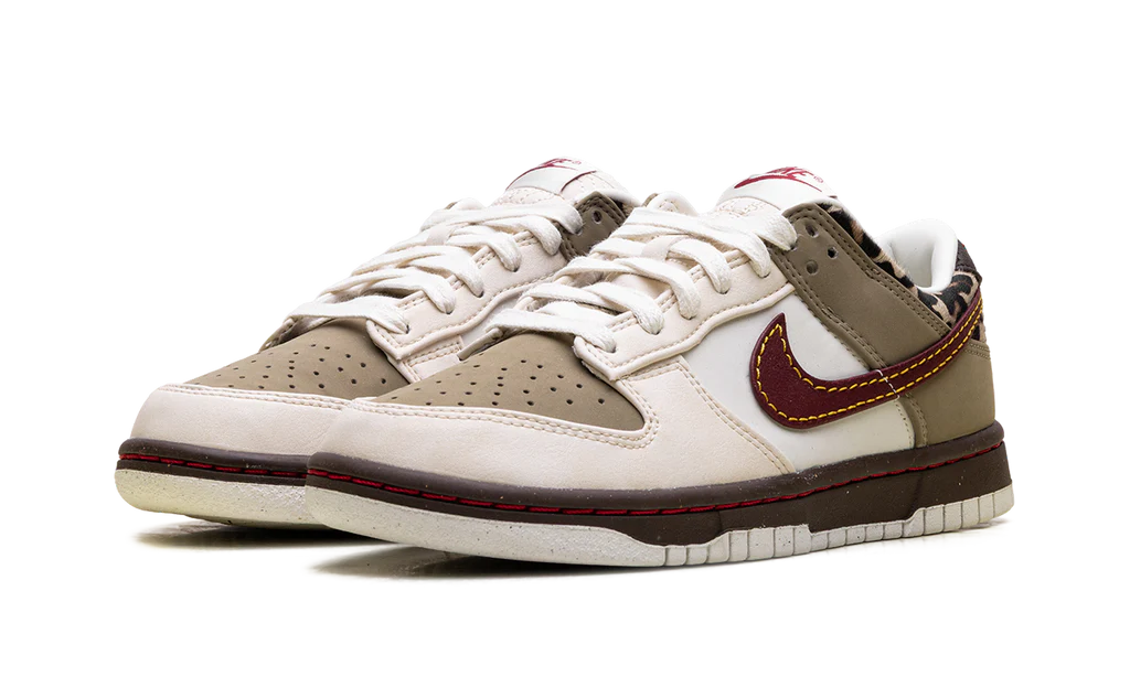 IM6687 262 Nike Dunk Low Retro Khaki Team Red Pearl White (Women's)